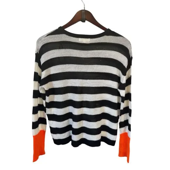 ANTHROPOLOGIE Little Lies Stripe Contrast Sweater Nuuly Sz Med/Large Wool Blend - Picture 6 of 8